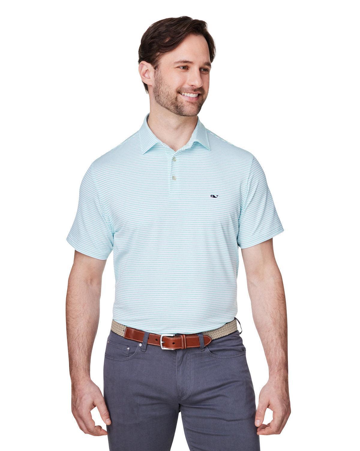 Vineyard Vines Bradley Stripe Sankaty Polo-Polos-Vineyard Vines-Aqua Blue-S-Thread Logic