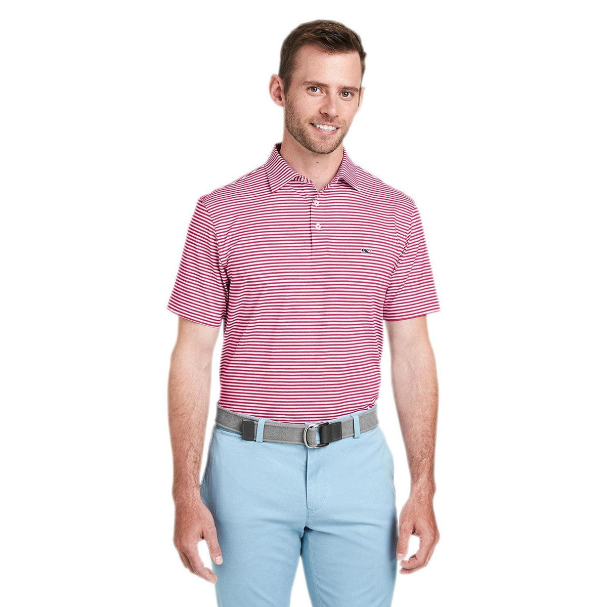 no-logo Vineyard Vines Heathered Winstead Sankaty Polo-Polos-Vineyard Vines-Lighthouse Red-S-Thread Logic