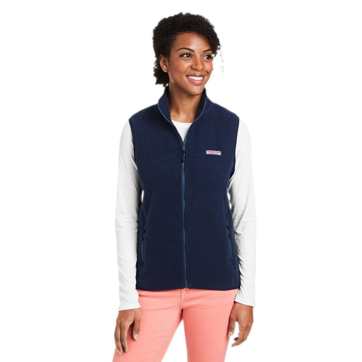 no-logo Vineyard Vines Ladies Harbor Fleece Vest-Outerwear-Vineyard Vines-Vineyard Navy-XS-Thread Logic