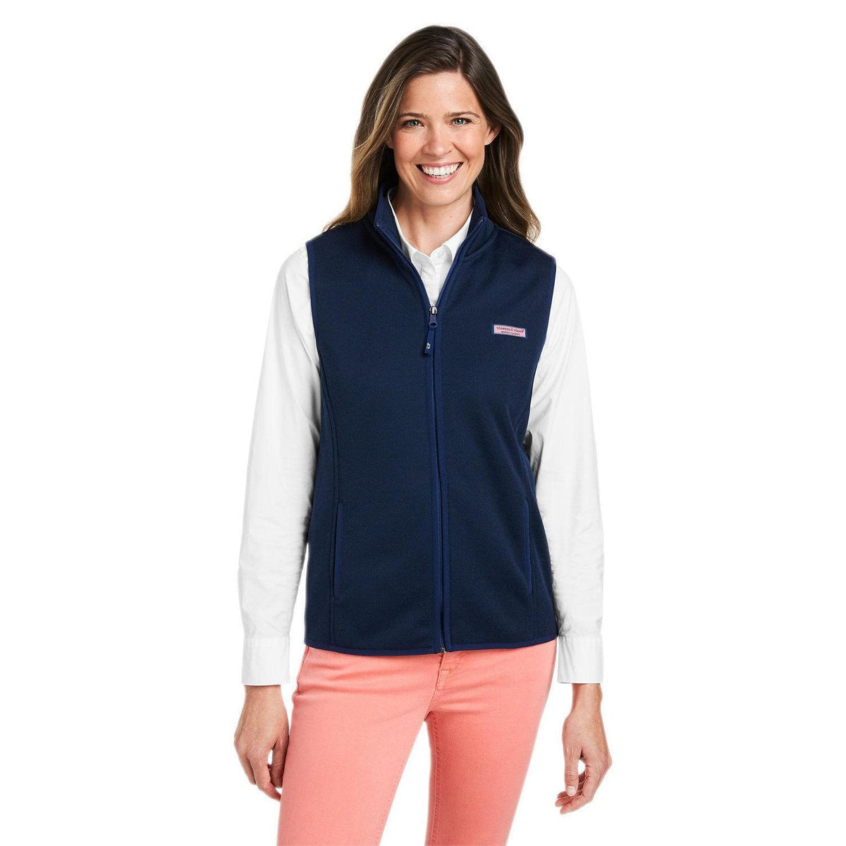 no-logo Vineyard Vines Ladies Sweater Fleece Vest-Outerwear-Vineyard Vines-Vineyard Navy-XS-Thread Logic