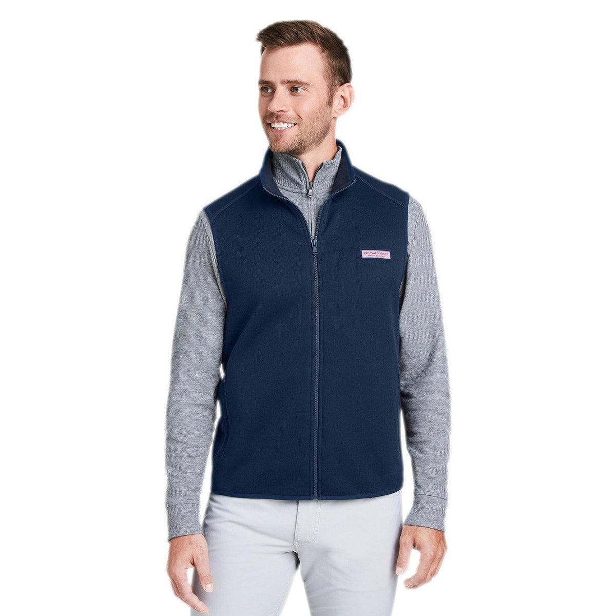 no-logo Vineyard Vines Mountain Sweater Fleece Vest-Outerwear-Vineyard Vines-Vineyard Navy-S-Thread Logic