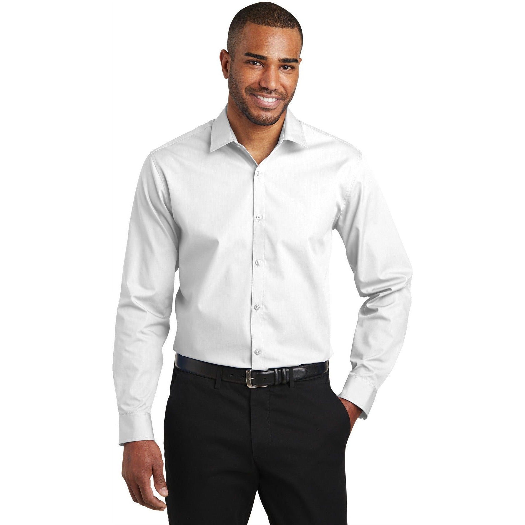 no-logo CLOSEOUT - Port Authority Slim Fit Carefree Poplin Shirt-Port Authority-White-2XL-Thread Logic