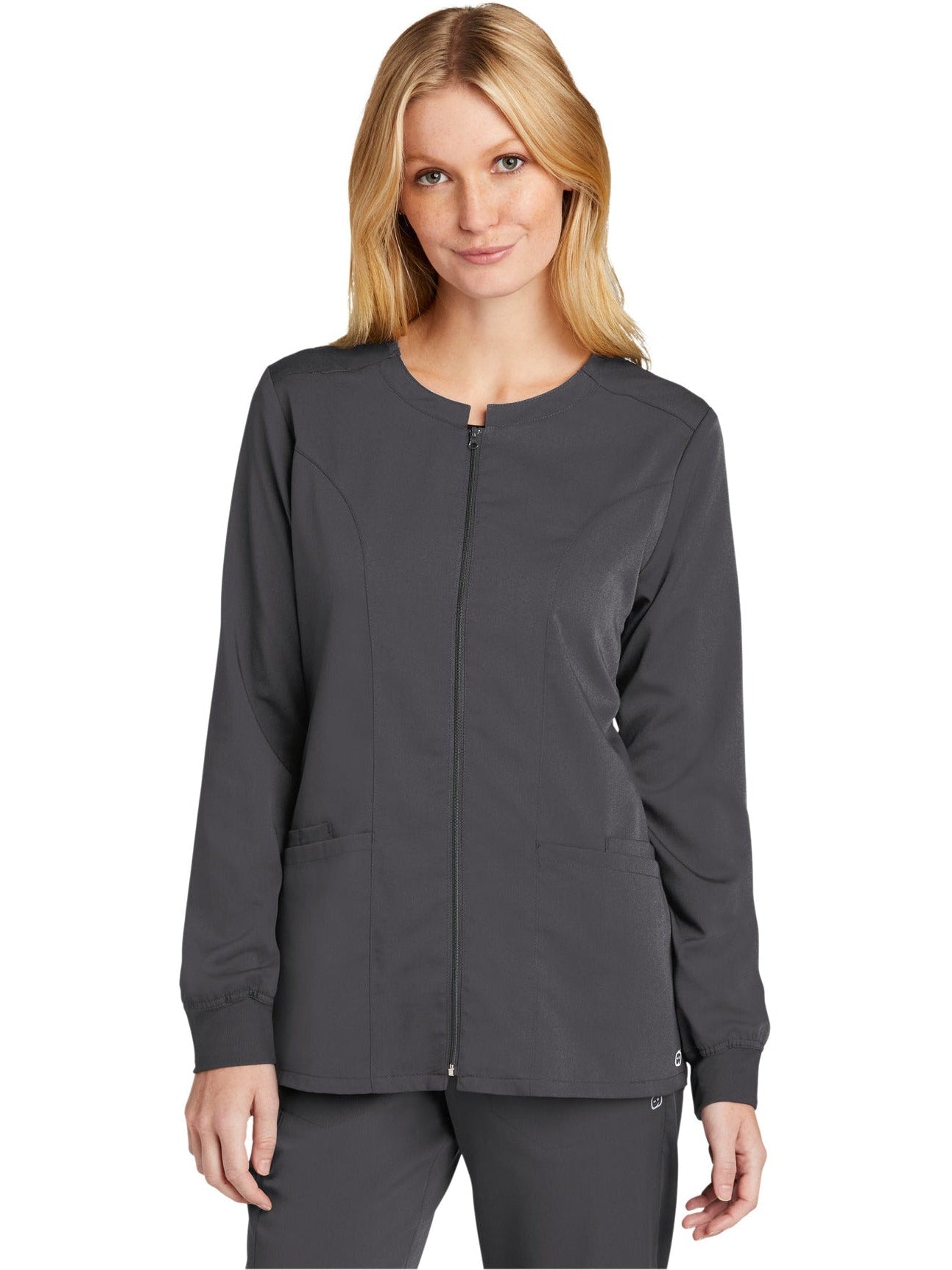 no-logo WonderWink Ladies Premiere Flex Full-Zip Scrub Jacket-Regular-Wonderwink-Thread Logic