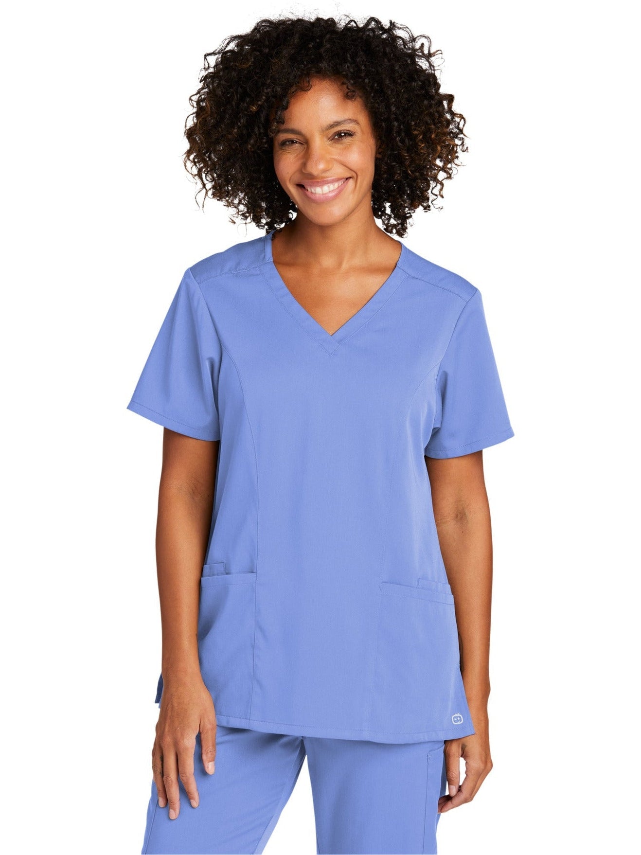 no-logo WonderWink Ladies Premiere Flex V-Neck Top-Regular-Wonderwink-Ceil Blue-2XL-Thread Logic