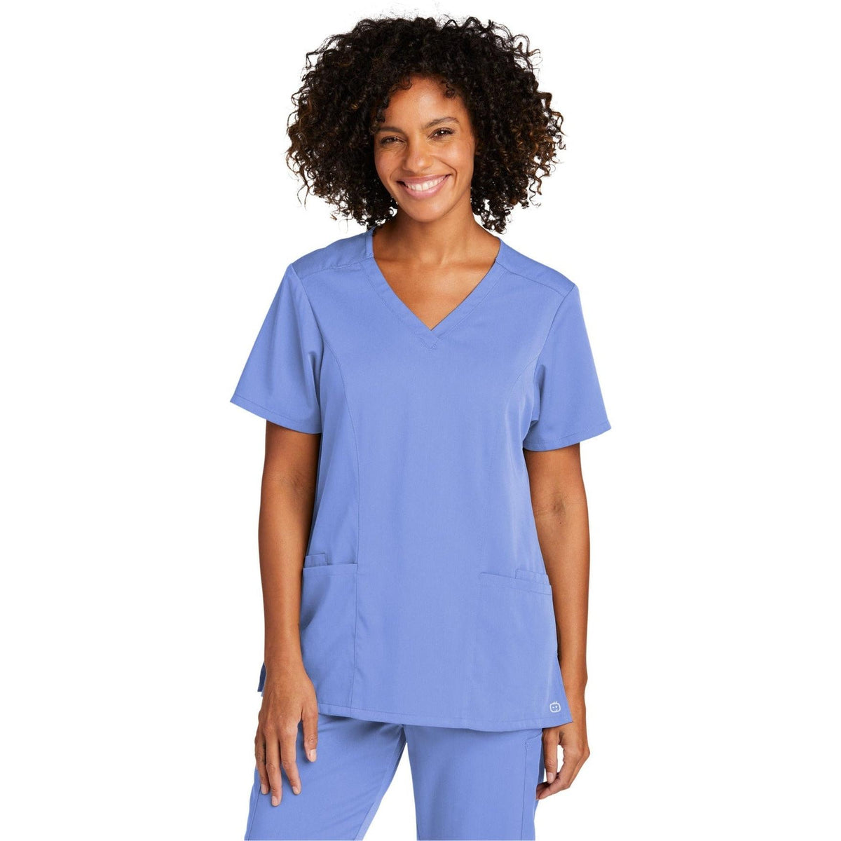 no-logo WonderWink Ladies Premiere Flex V-Neck Top-Regular-Wonderwink-Ceil Blue-2XL-Thread Logic