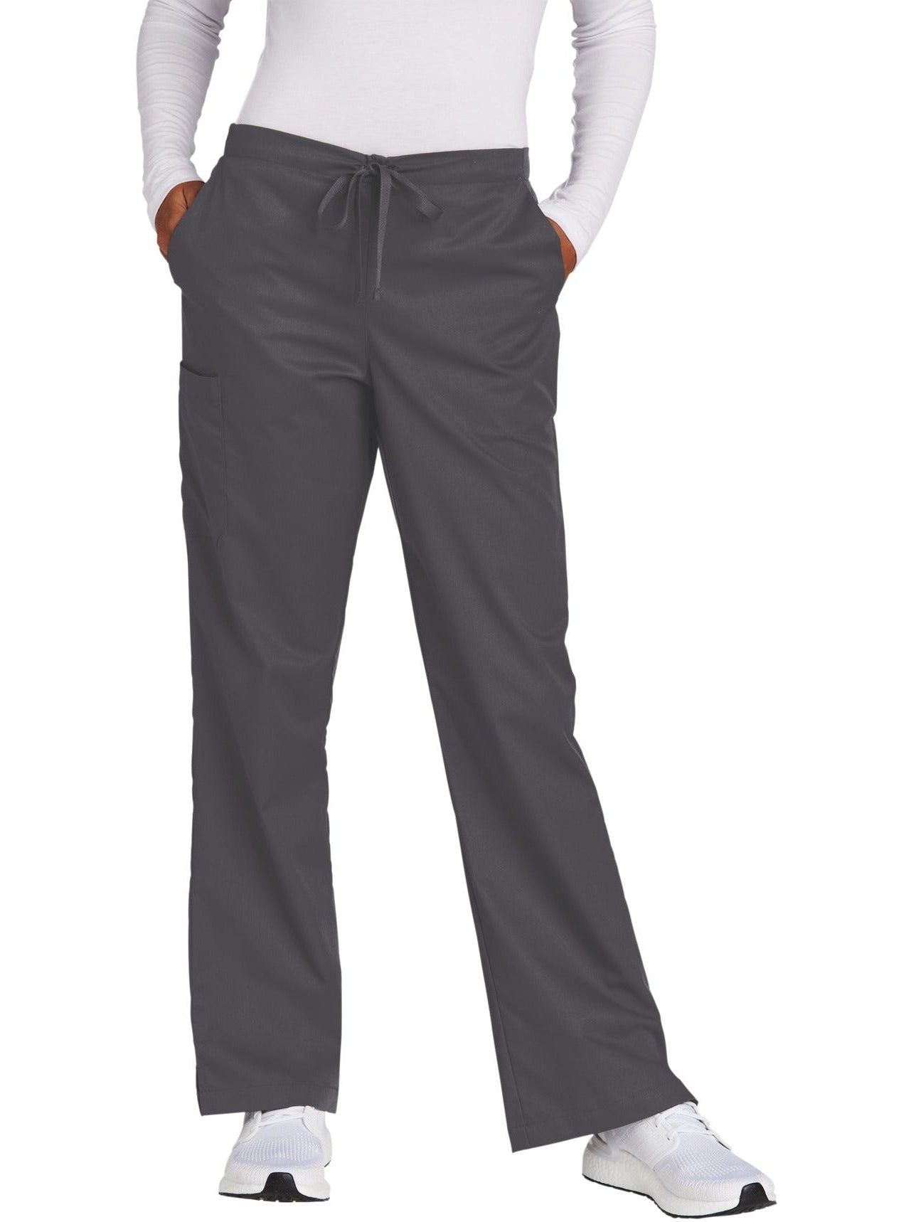 no-logo WonderWink Ladies Tall WorkFlex Flare Leg Cargo Pant - SOLD BLANK-Regular-Wonderwink-Pewter-2XLT-Thread Logic