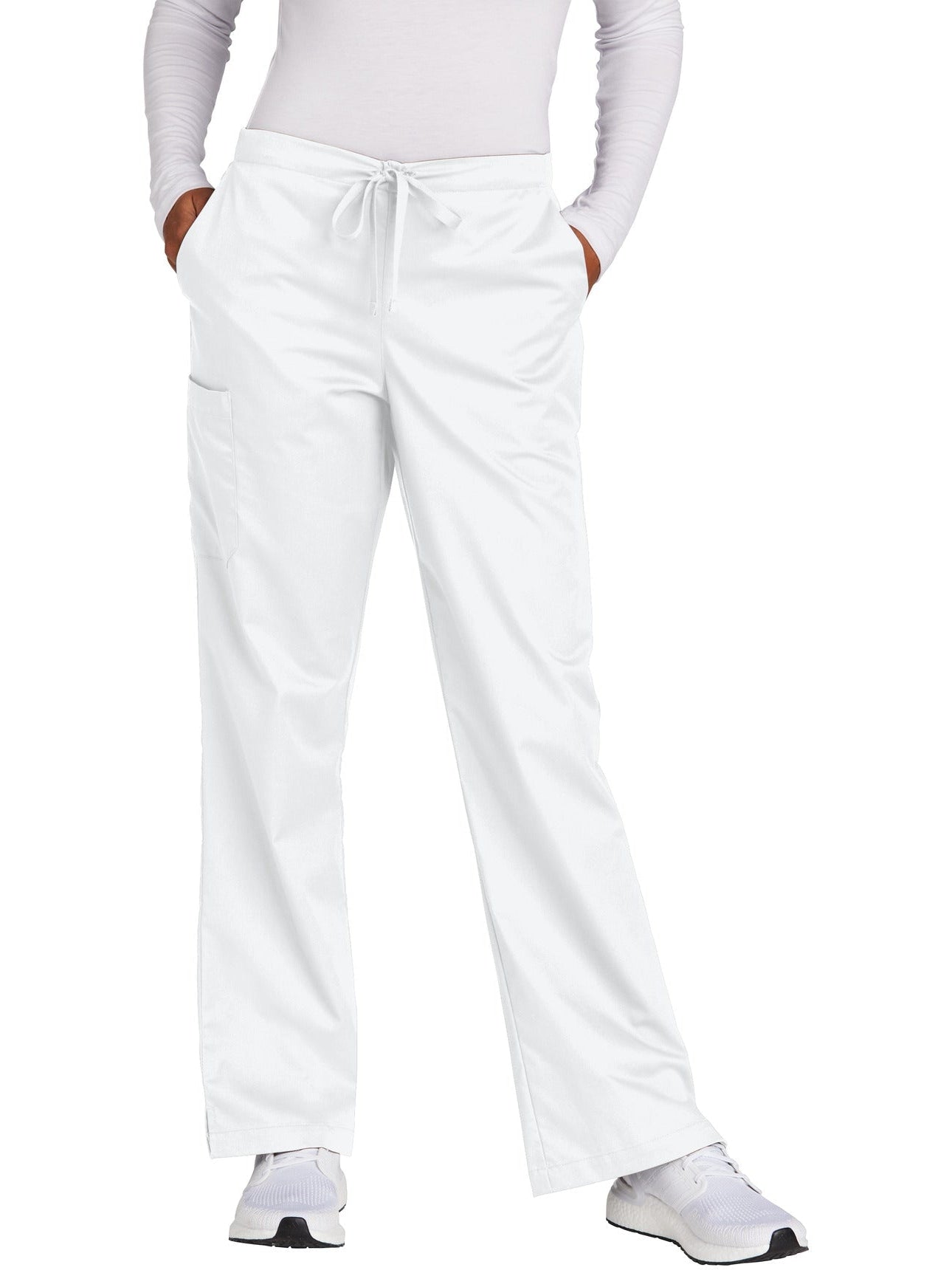 no-logo WonderWink Ladies Tall WorkFlex Flare Leg Cargo Pant - SOLD BLANK-Regular-Wonderwink-White-2XLT-Thread Logic