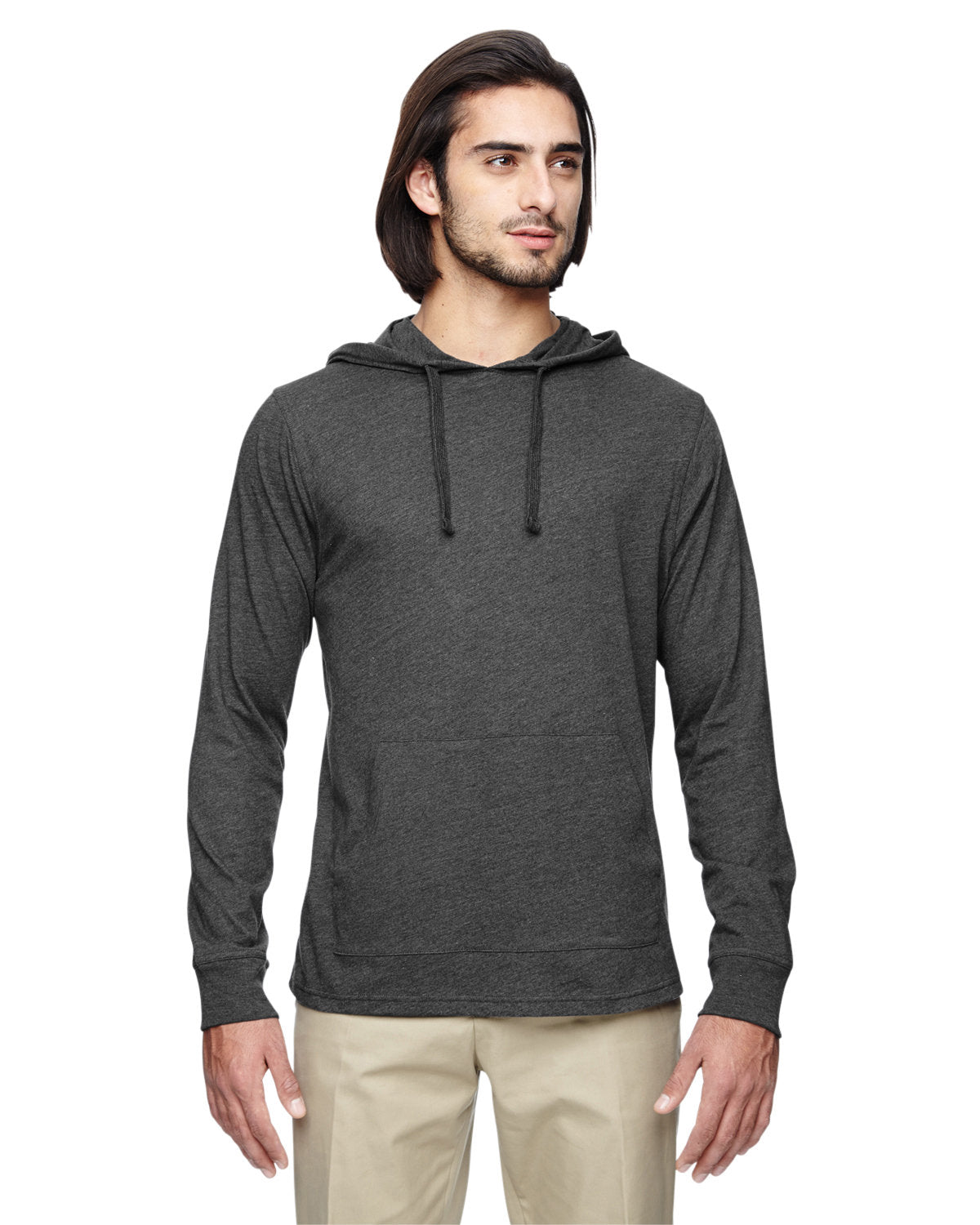 econscious 4.25 oz. Blended Eco Jersey Pullover Hoodie-Men's Layering-econscious-Charcoal/Black-S-Thread Logic