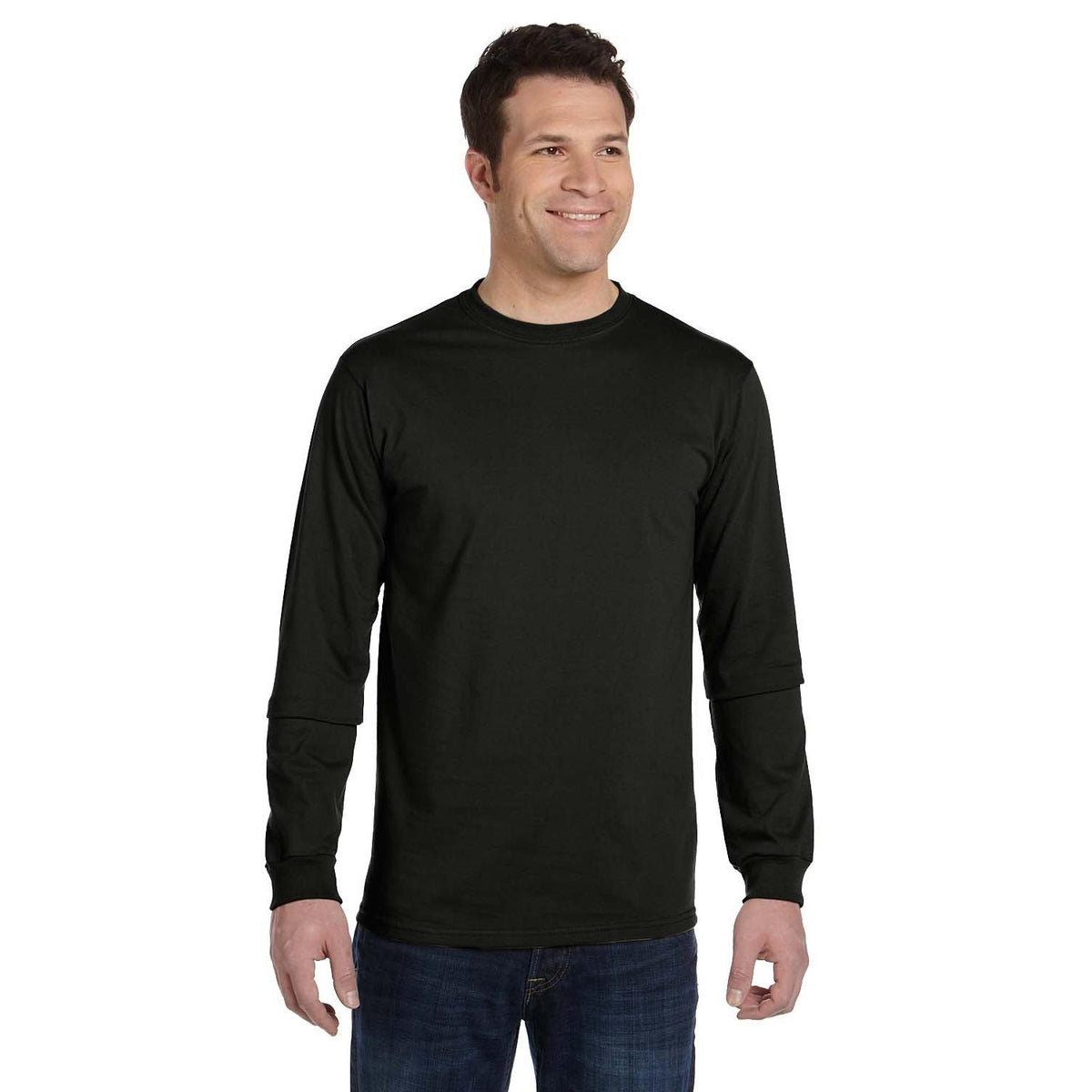 no-logo econscious 5.5 oz., 100% Organic Cotton Classic Long-Sleeve T-Shirt-Men's T Shirts-econscious-Black-S-Thread Logic