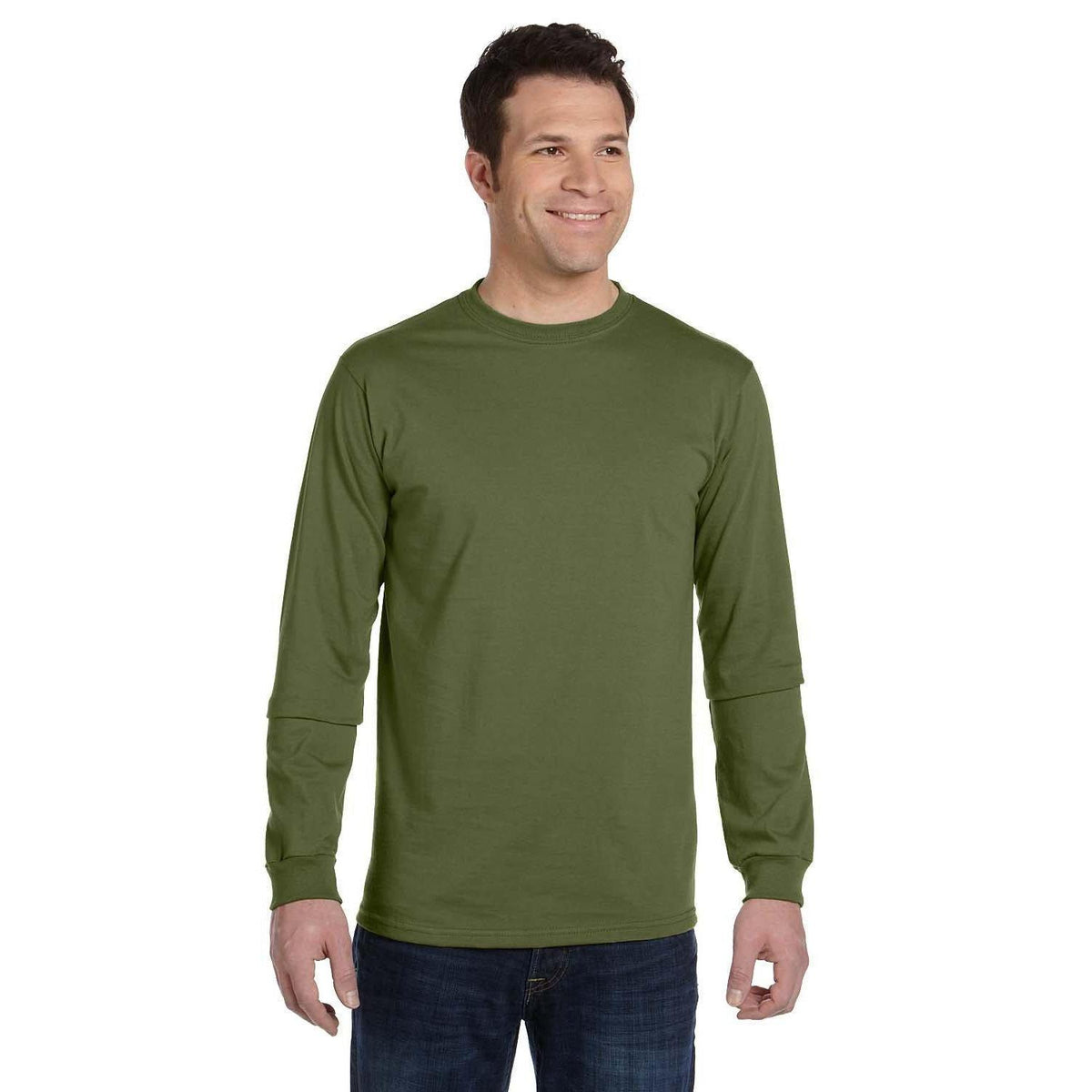 no-logo econscious 5.5 oz., 100% Organic Cotton Classic Long-Sleeve T-Shirt-Men's T Shirts-econscious-Olive-S-Thread Logic