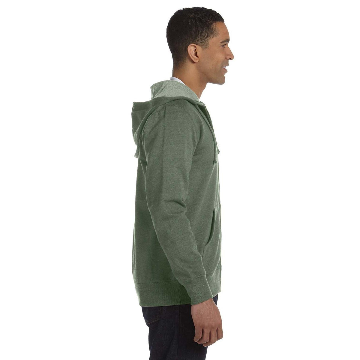 no-logo econscious 7 oz. Organic/Recycled Heathered Full-Zip Hood-Men's Layering-econscious-Thread Logic