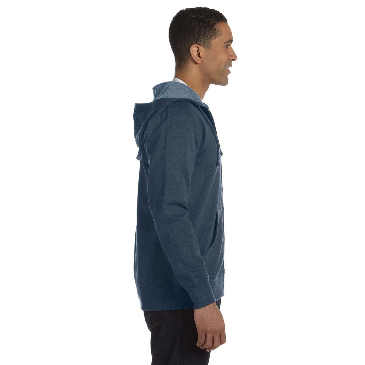 no-logo econscious 7 oz. Organic/Recycled Heathered Full-Zip Hood-Men's Layering-econscious-Thread Logic