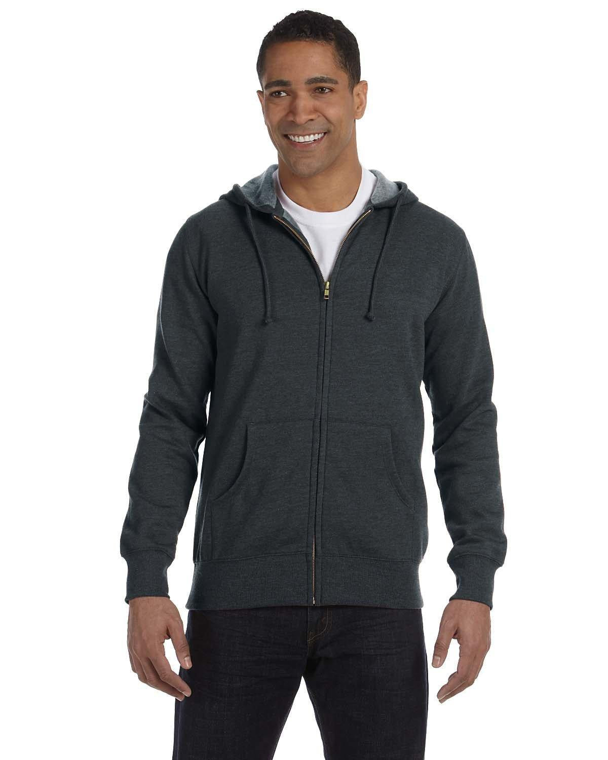 econscious 7 oz. Organic/Recycled Heathered Full-Zip Hood-Men's Layering-econscious-Charcoal-S-Thread Logic