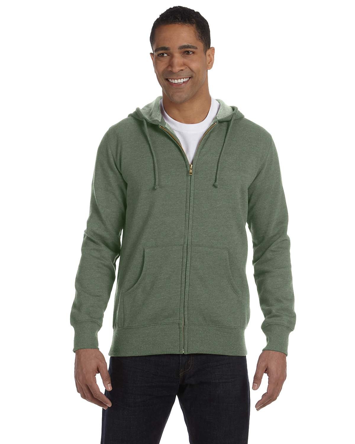econscious 7 oz. Organic/Recycled Heathered Full-Zip Hood-Men's Layering-econscious-Military Green-S-Thread Logic
