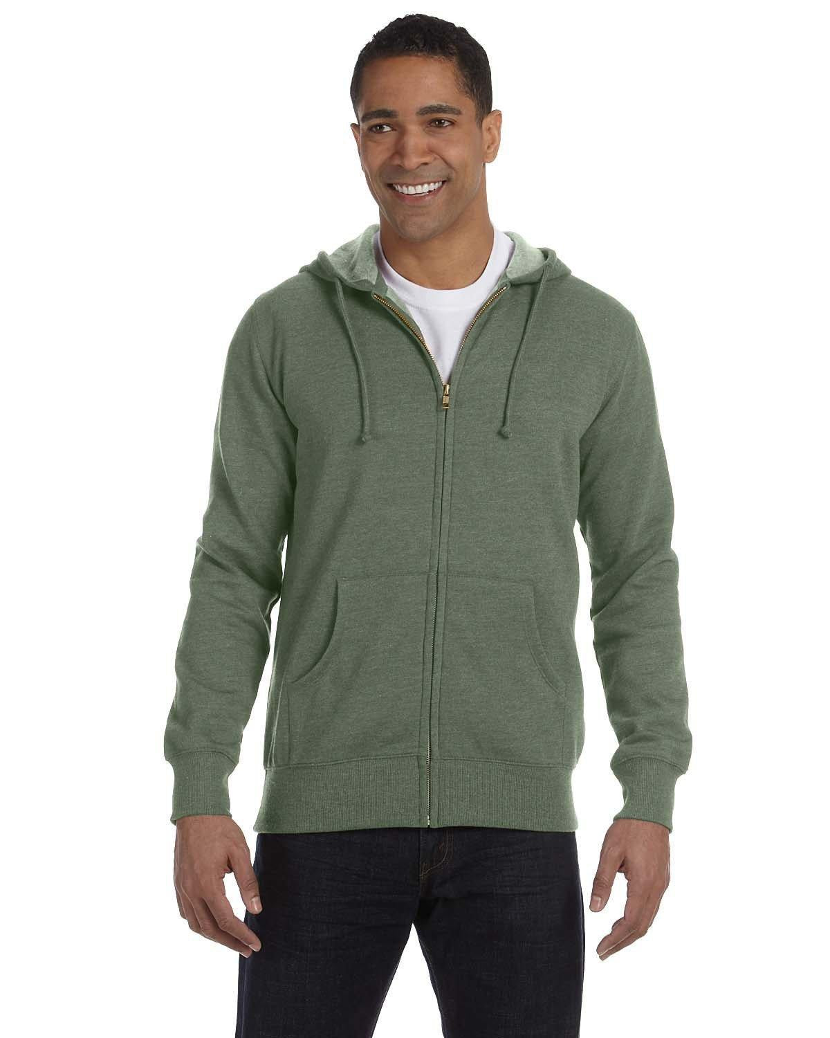 econscious 7 oz. Organic/Recycled Heathered Full-Zip Hood-Men's Layering-econscious-Military Green-S-Thread Logic