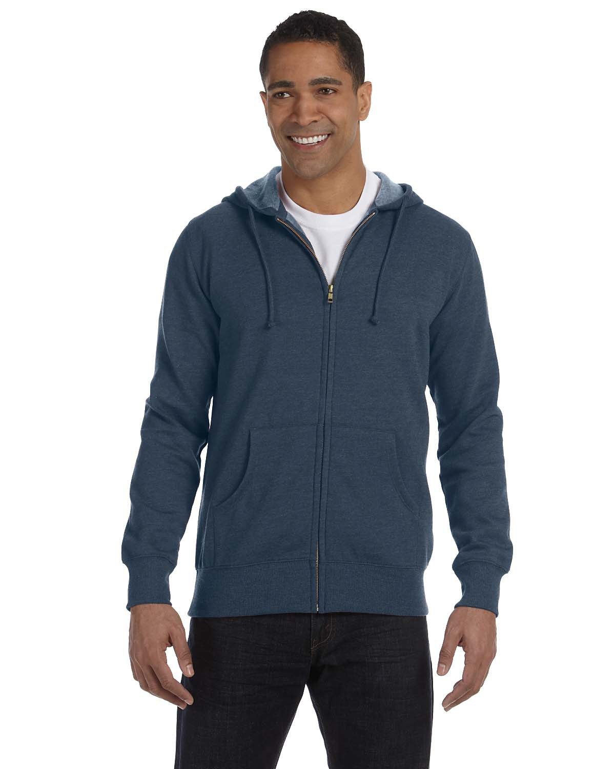 econscious 7 oz. Organic/Recycled Heathered Full-Zip Hood-Men's Layering-econscious-Water-S-Thread Logic