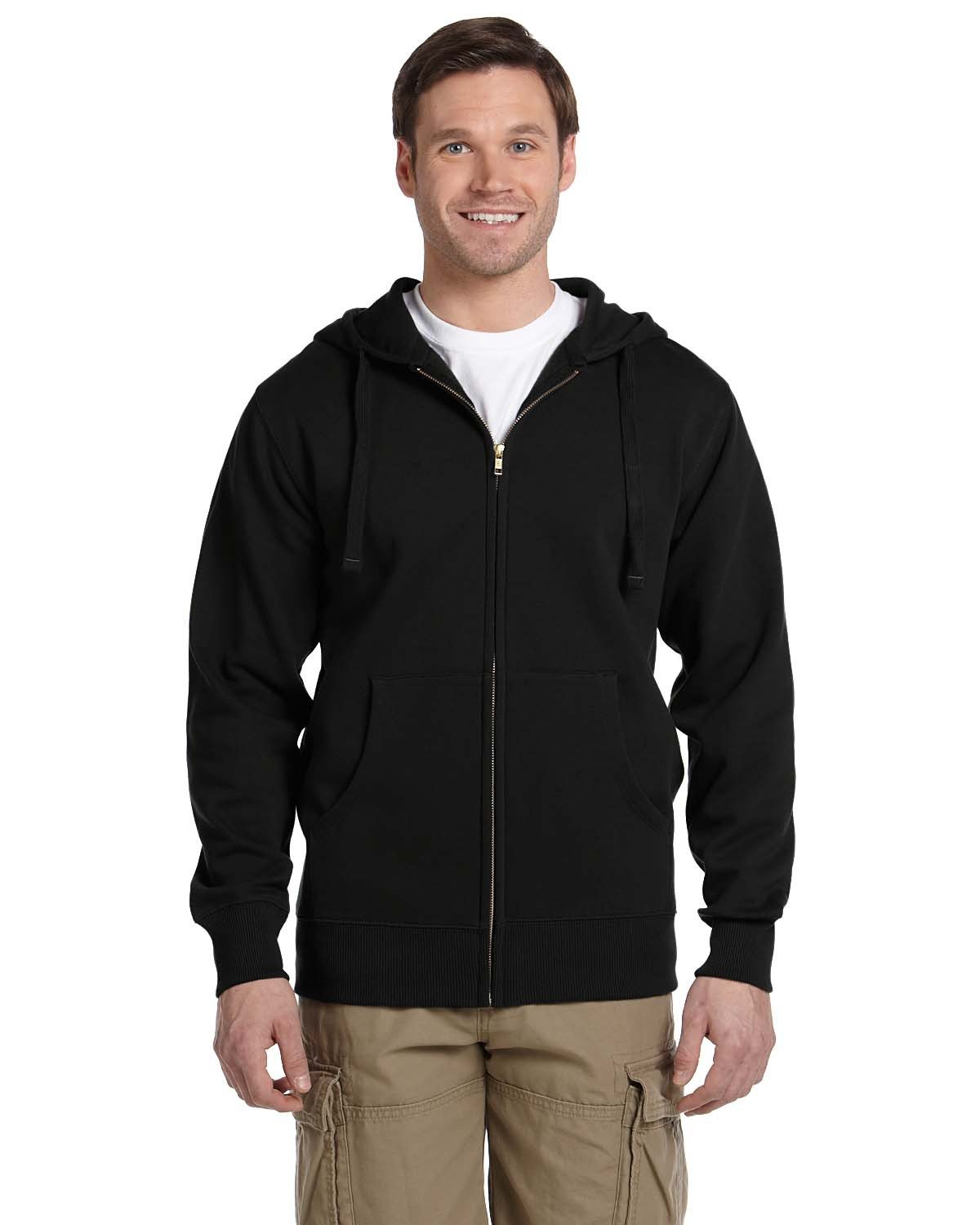 econscious 9 oz. Organic/Recycled Full-Zip Hood-Men's Layering-econscious-Black-S-Thread Logic