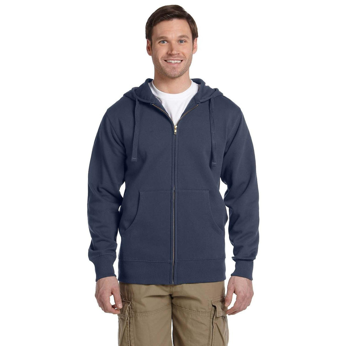 no-logo econscious 9 oz. Organic/Recycled Full-Zip Hood-Men's Layering-econscious-Pacific-S-Thread Logic