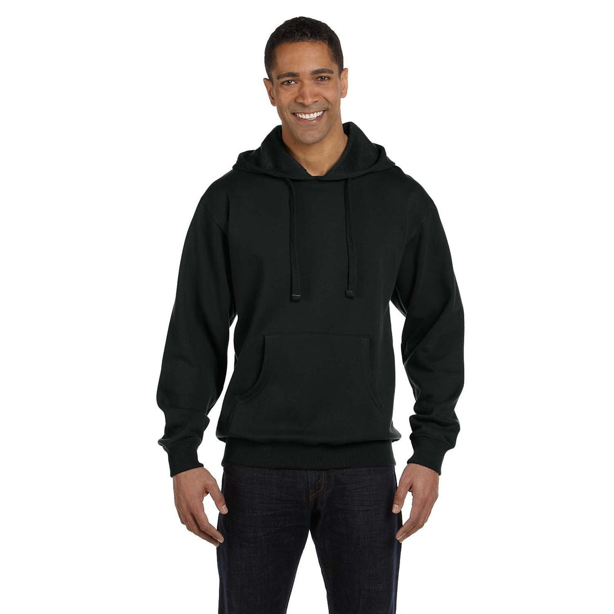 no-logo econscious 9 oz. Organic/Recycled Pullover Hood-Men's Layering-econscious-Black-S-Thread Logic