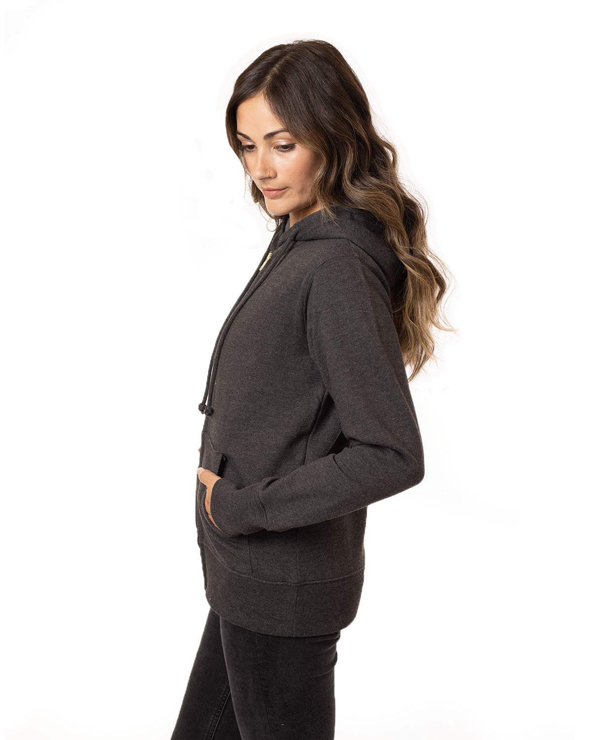 no-logo econscious Ladies 7 oz. Organic/Recycled Heathered Fleece Full-Zip Hood-Ladies Layering-econscious-Thread Logic