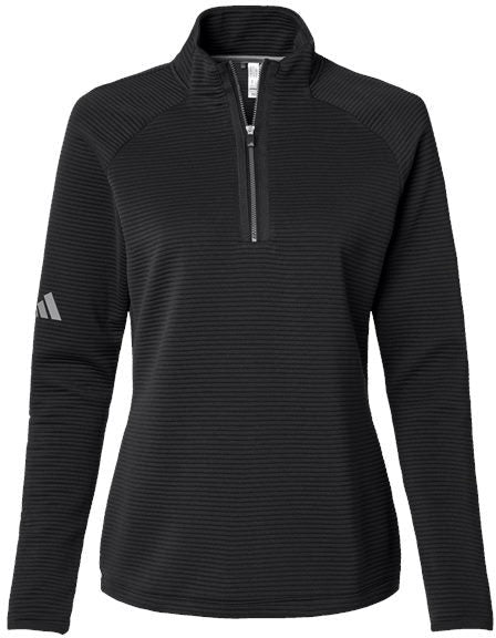 no-logo Adidas Ladies Spacer Quarter-Zip Pullover-Adidas-Black-S-Thread Logic