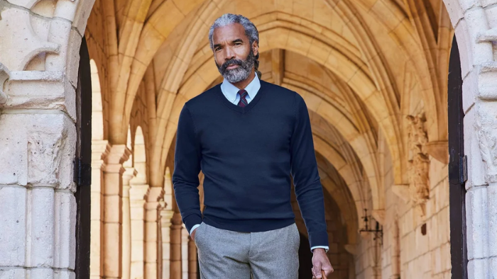 Nicely dressed man in merino wool sweater