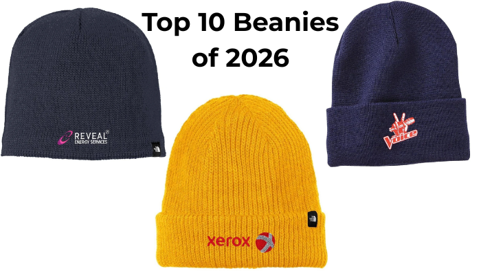 Three beanies and text "Top 10 beanies of 2026"