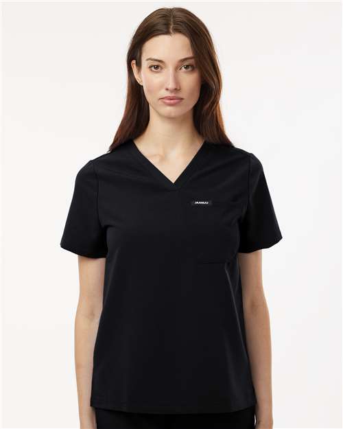 no-logo Jaanuu Ladies Rhena Essential 1-Pocket Scrub V-Neck Top-Thread Logic-Thread Logic