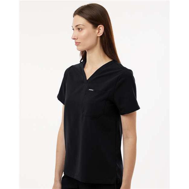 no-logo Jaanuu Ladies Rhena Essential 1-Pocket Scrub V-Neck Top-Thread Logic-Thread Logic