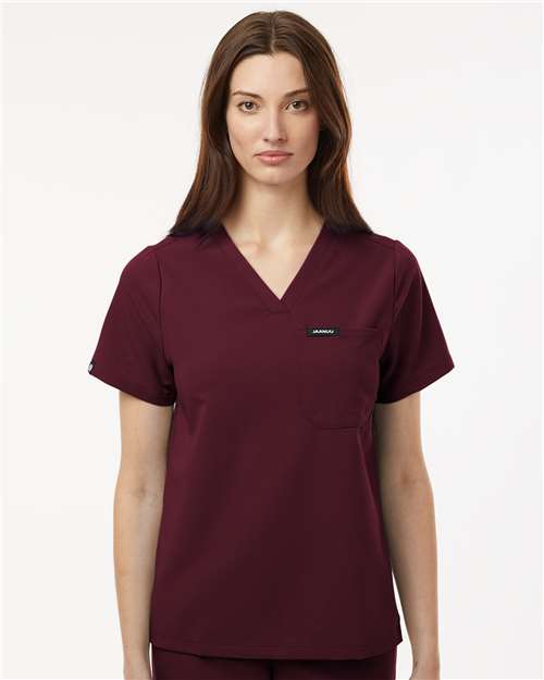 no-logo Jaanuu Ladies Rhena Essential 1-Pocket Scrub V-Neck Top-Thread Logic-Thread Logic