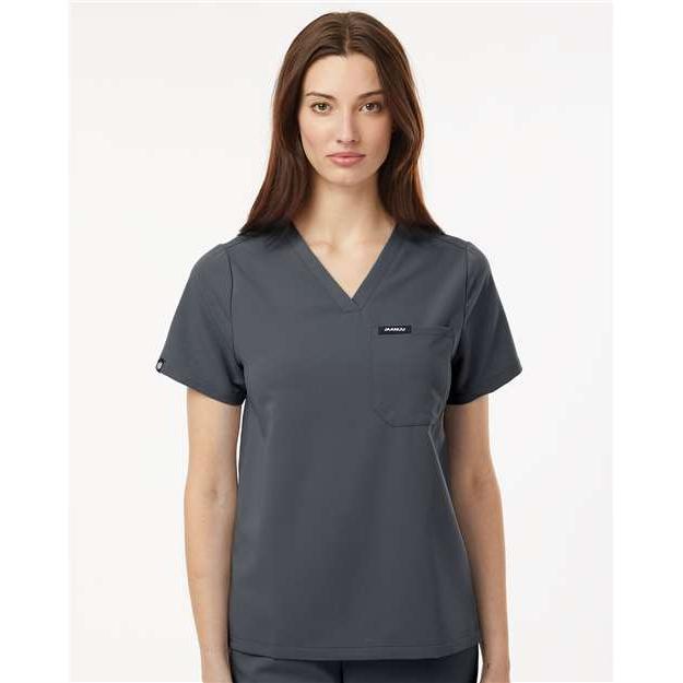 no-logo Jaanuu Ladies Rhena Essential 1-Pocket Scrub V-Neck Top-Thread Logic-Thread Logic
