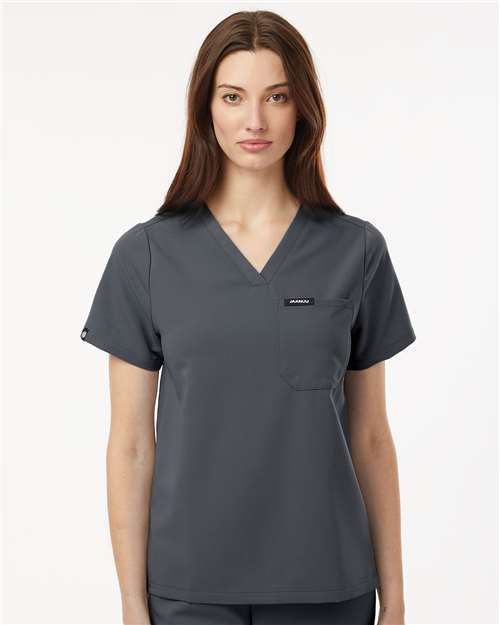 no-logo Jaanuu Ladies Rhena Essential 1-Pocket Scrub V-Neck Top-Thread Logic-Thread Logic