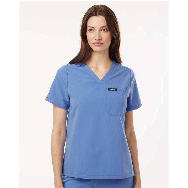 no-logo Jaanuu Ladies Rhena Essential 1-Pocket Scrub V-Neck Top-Thread Logic-Thread Logic