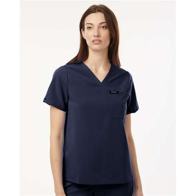 no-logo Jaanuu Ladies Rhena Essential 1-Pocket Scrub V-Neck Top-Thread Logic-Thread Logic