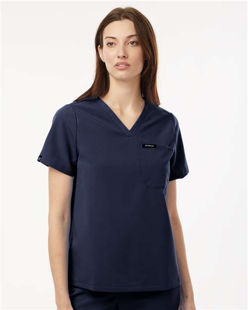 no-logo Jaanuu Ladies Rhena Essential 1-Pocket Scrub V-Neck Top-Thread Logic-Thread Logic