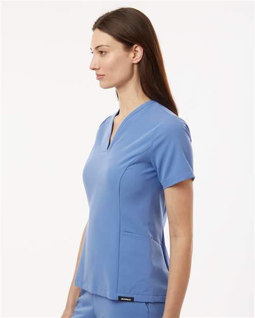 no-logo Jaanuu Ladies Calix Fit & Flare Scrub V-Neck Top-Thread Logic-Thread Logic