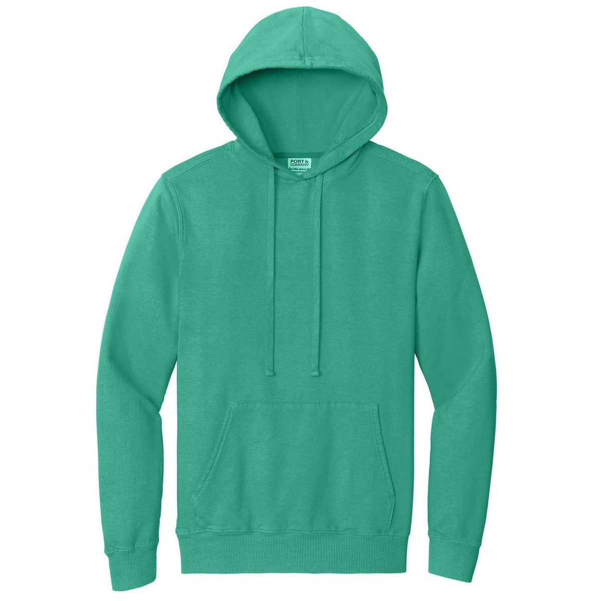 logo-left Port & Company Pigment-Dyed Pullover Hooded Sweatshirt-Hoodies-Port & Company-Peacock-S-Thread Logic