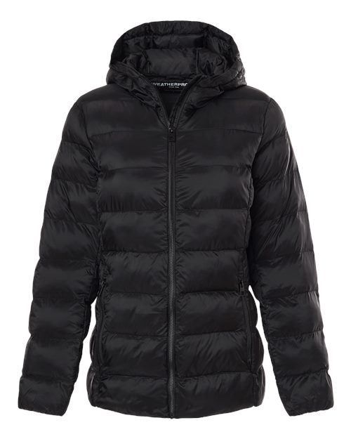 logo-left Weatherproof WoLightweight Poly-filled Hooded Puffer Jacket-Weatherproof-Black-S-Thread Logic