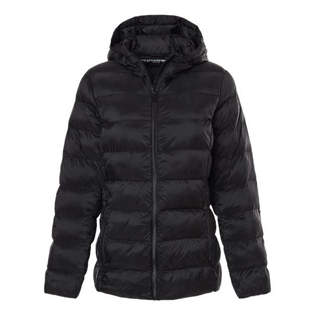 logo-left Weatherproof WoLightweight Poly-filled Hooded Puffer Jacket-Weatherproof-Black-S-Thread Logic