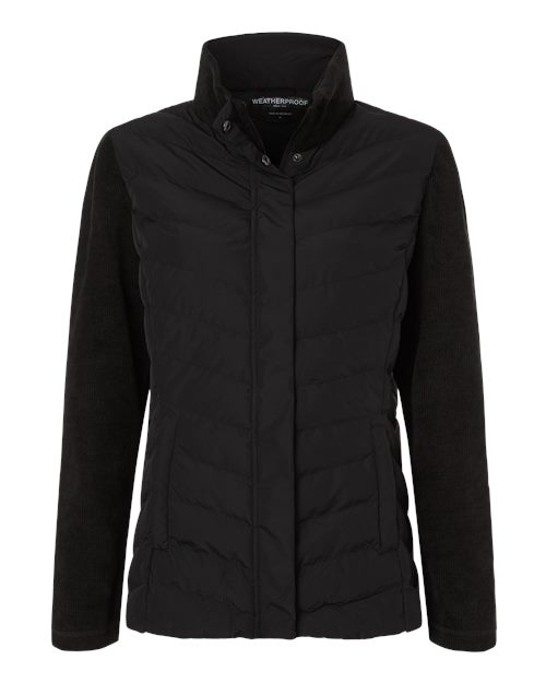 logo-left Weatherproof WoMixed Media Chevron Jacket-Weatherproof-Black-S-Thread Logic