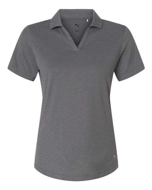 logo-left Puma Golf Womens Icon Heather Polo-Puma-Slate Sky Heather-S-Thread Logic