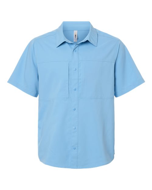 logo-left CORE365 UltraUVP Shoreline Short Sleeve Staff Shirt-CORE365-Columbia Blue-S-Thread Logic