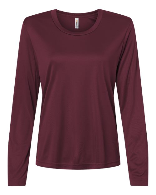 logo-left CORE365 WoCapital Performance Long Sleeve T-Shirt-CORE365-Burgundy-XS-Thread Logic