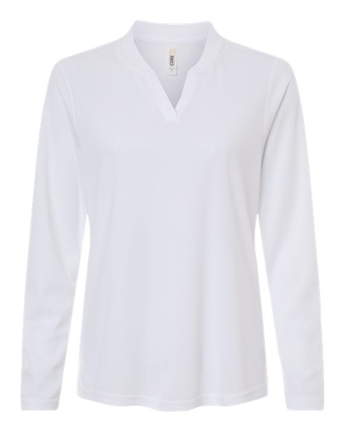 logo-left CORE365 WoNova Performance Long Sleeve Pique Polo-CORE365-White-XS-Thread Logic