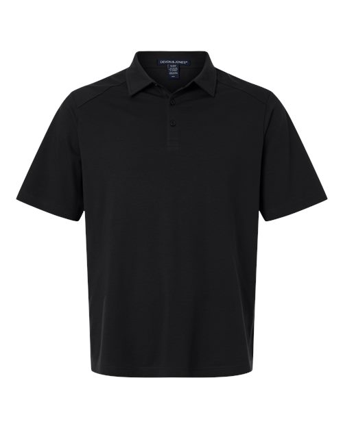 logo-left Devon & Jones Seaton Pebble Textured Polo-Devon&Jones-Black-S-Thread Logic