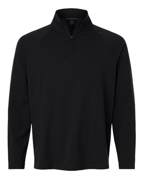logo-left Devon & Jones Seaton Pebble Textured Quarter-Zip Pullover-Devon&Jones-Black-S-Thread Logic