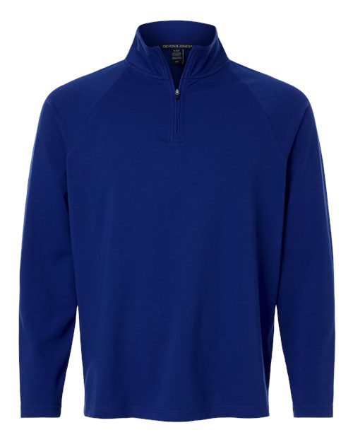 logo-left Devon & Jones Seaton Pebble Textured Quarter-Zip Pullover-Devon&Jones-Midnight Royal-S-Thread Logic