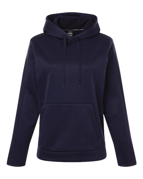logo-left Under Armour WoArmour Fleece Pro Hooded Sweatshirt-Under Armour-Midnight Navy/ White-XS-Thread Logic