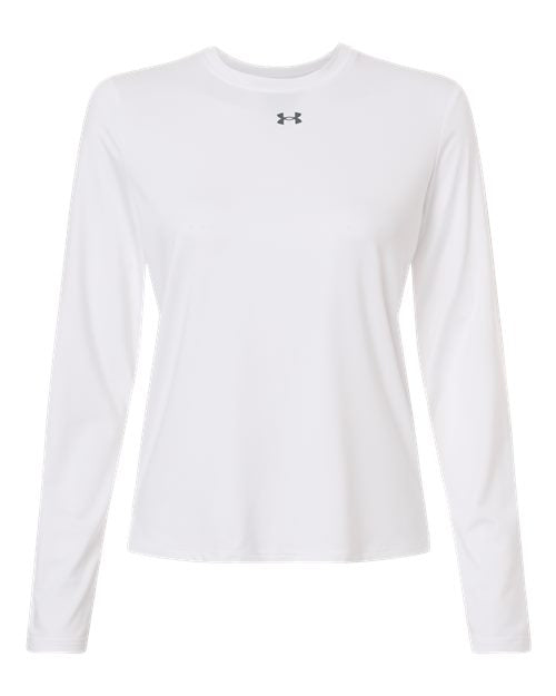logo-left Under Armour WoTeam Vanish Long Sleeve T-Shirt-Under Armour-White/ Pitch Grey-XS-Thread Logic