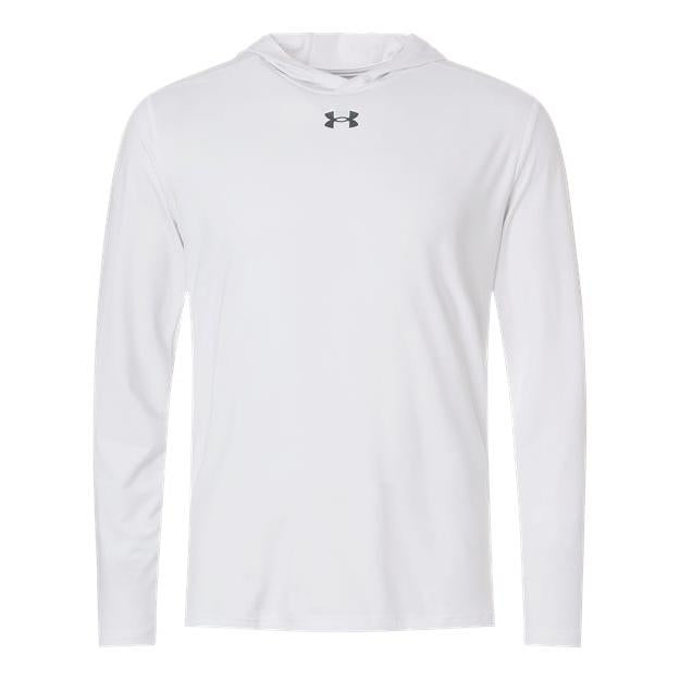 logo-left Under Armour Team Vanish Hooded Long Sleeve T-Shirt-Under Armour-White/ Pitch Grey-S-Thread Logic